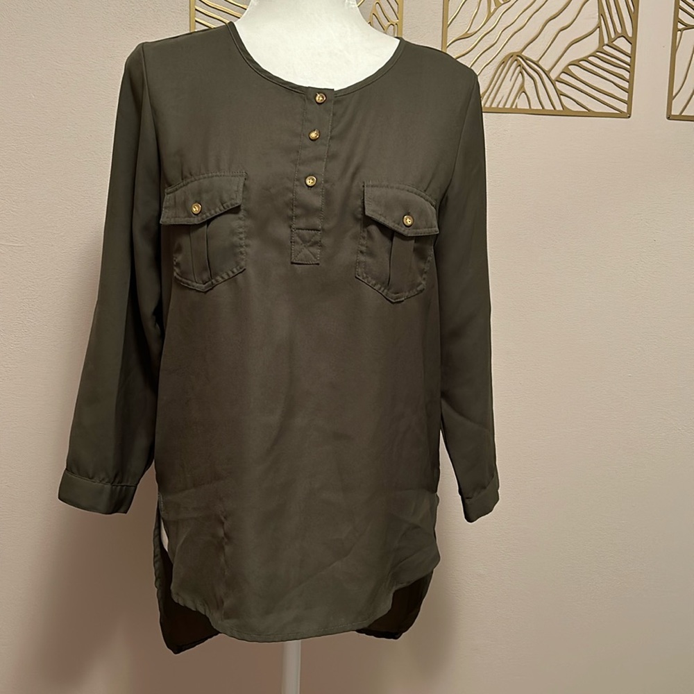 Army Green 3/4 Sleeve Shirt